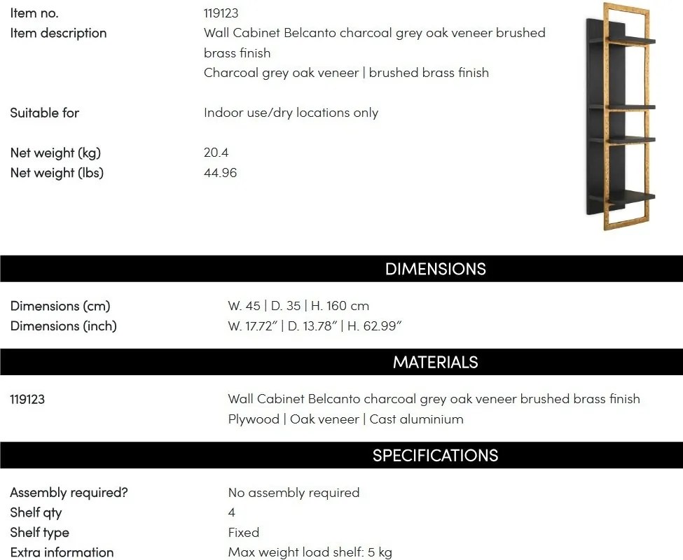 Raft de perete LUX Belcanto gri/ alama periata