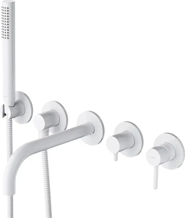 Baterie cada-dus incastrata Omnires Y finisaj alb mat 5 elemente cu corp ingropat pipa 23 cm