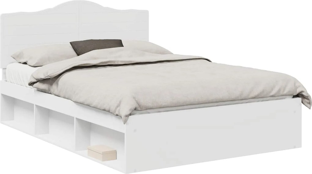 vidaXL Cadru de pat cu headboard Alb 150 x 200 cm Lemn de pin masiv