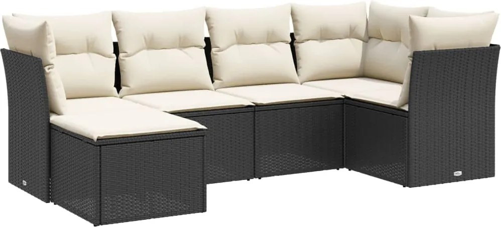 vidaXL Set mobilier de grădină cu perne, 6 piese, negru, poliratan
