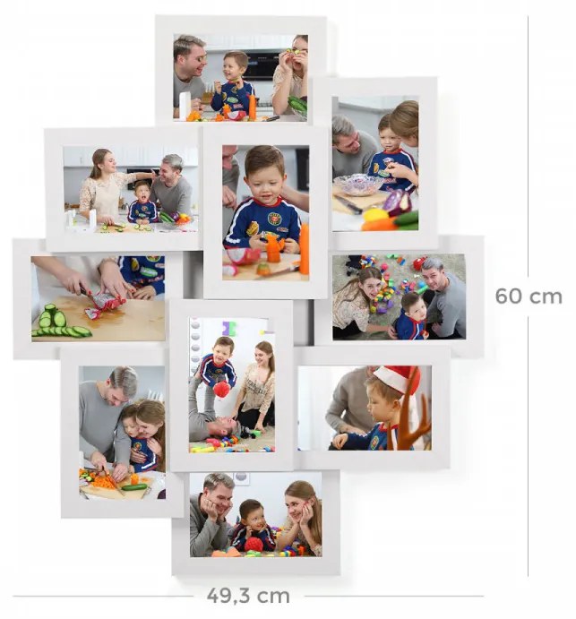 Set 10 rame foto, MDF, alb