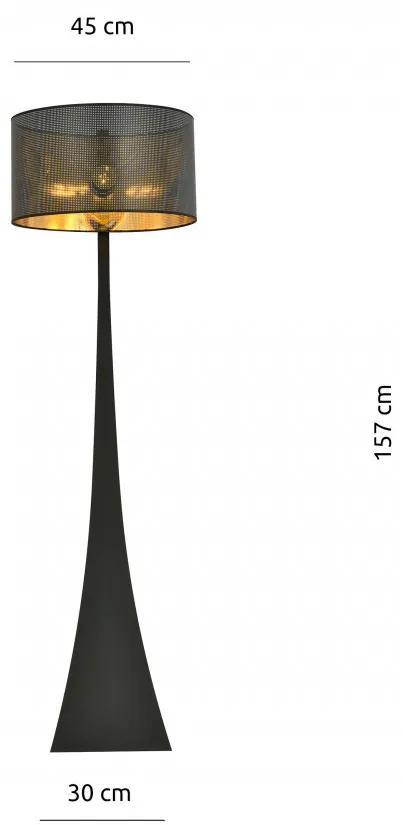 Lampadar modern negru din metal cu interior auriu Estrella