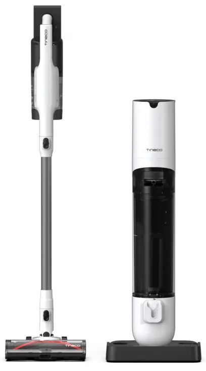 Aspirator fara fir Tineco Pure ONE Station 5, 450W, 2 moduri, Statie 0.45 l + 2.5 l, Autonomie 70 min, Senzor iLoop, Tehnologie PureCyclone, Auto-curatare, Alb