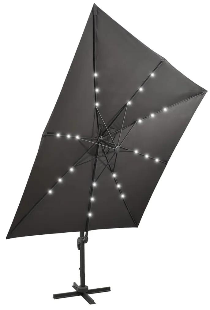 Umbrela suspendata cu stalp si LED-uri, antracit, 300 cm Antracit