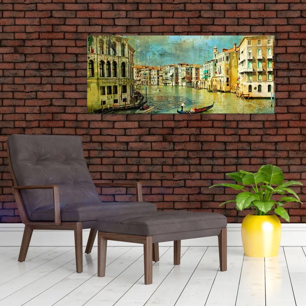 Tablou - Canalul de la Veneția și gondole (120x50 cm)