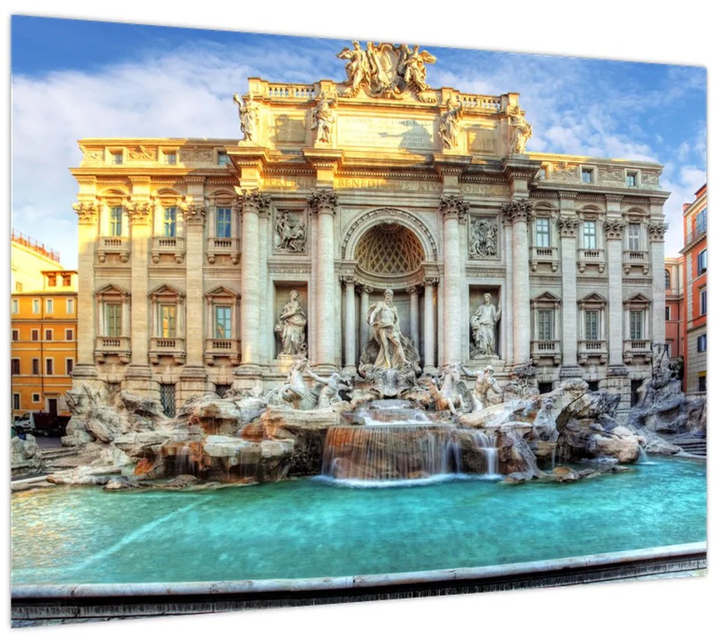 Tablou pe sticlă - Fântâna Trevi (70x50 cm)