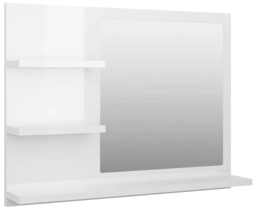 Oglindă de baie, alb extralucios, 60 x 10,5 x 45 cm, pal