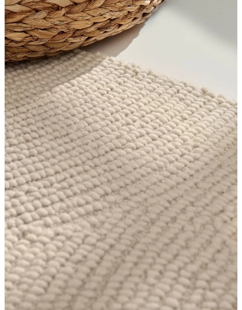 Covor în culoare naturală deschisă, țesut manual, rotund, din lână ø 120 cm Eleni Natural White – Hanse Home