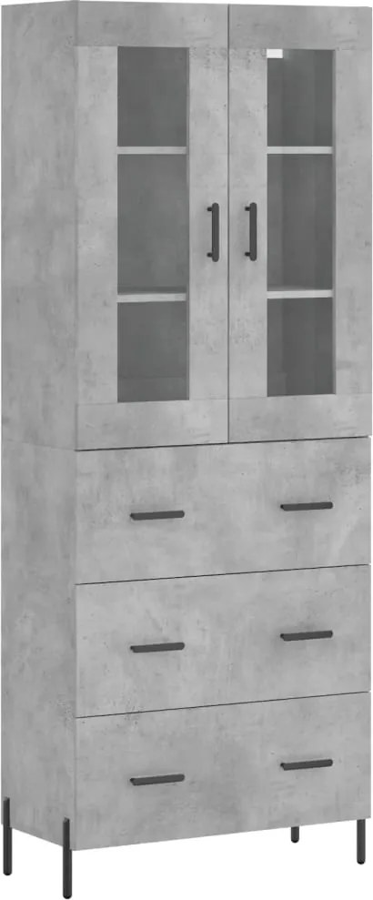 vidaXL Dulap înalt, gri beton, 69,5x34x180, lemn compozit