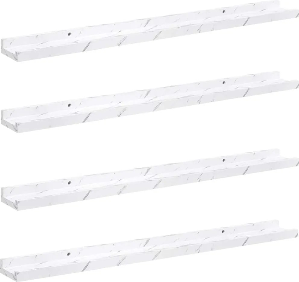 vidaXL Raft de perete 4 pcs Marmură albă 80 x 9 x 3 cm Lemn compozit
