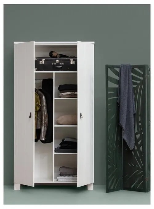 Șifonier alb din lemn de pin 111x202 cm Ties – WOOOD