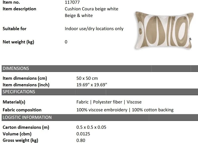 Perna decorativa design LUX Coura bej/ alb