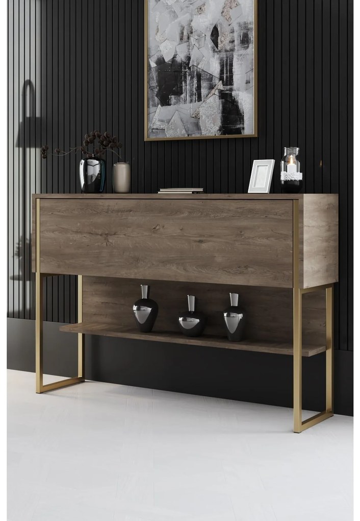 Măsuță consolă Luna 4 (auriu + Nuc) . 1102309