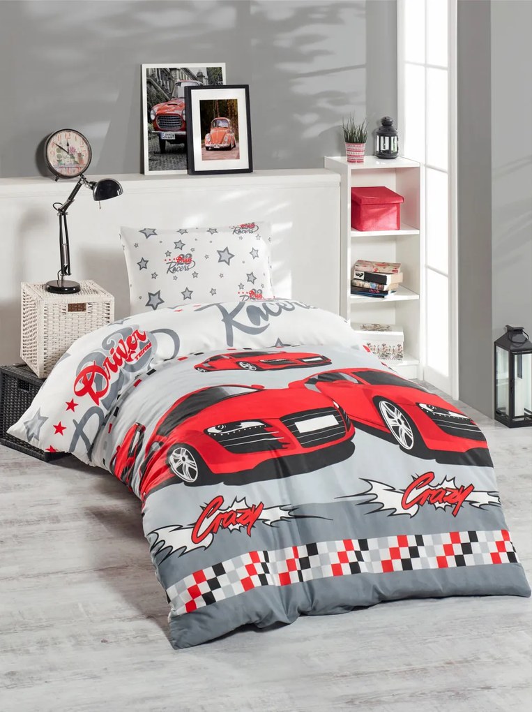 Set Lenjerie Pat 1 Persoana, Policoton, 2 Piese, Rosu, Crazy