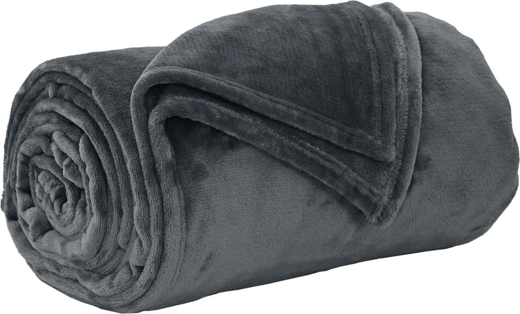 vidaXL Pătura de aruncat Gri închis 240 x 270 cm Molton