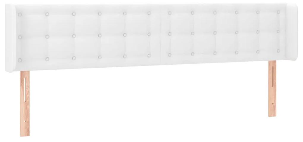 3118877 vidaXL Tăblie de pat cu aripioare alb 203x16x78/88 cm piele ecologică