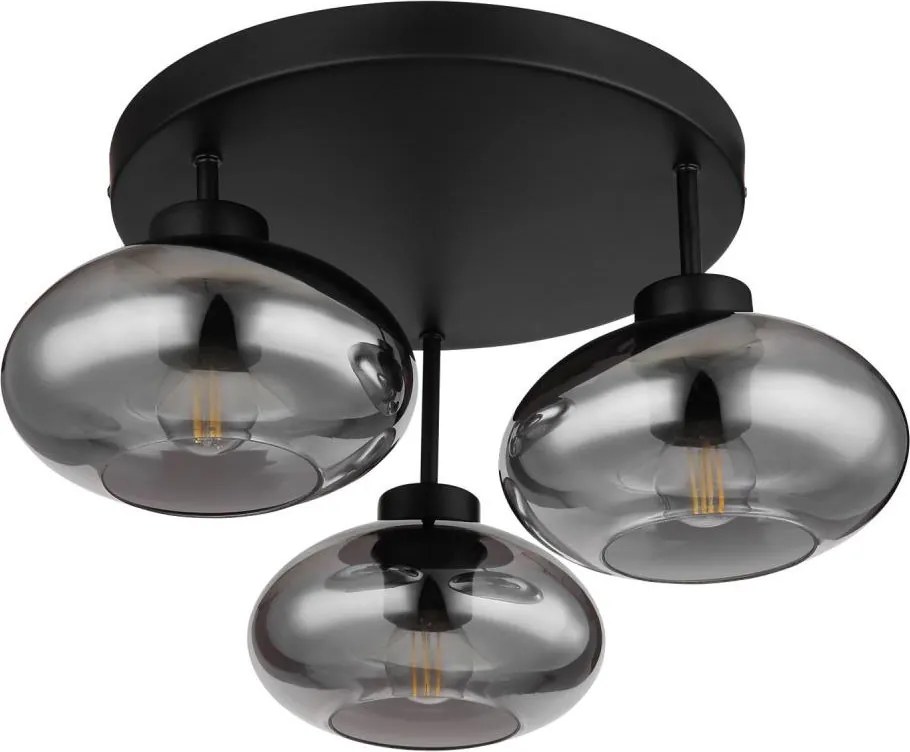 Globo 15572-3D - Plafonieră aplicată SHAUN 3xE27ILLU/40W/230V neagră