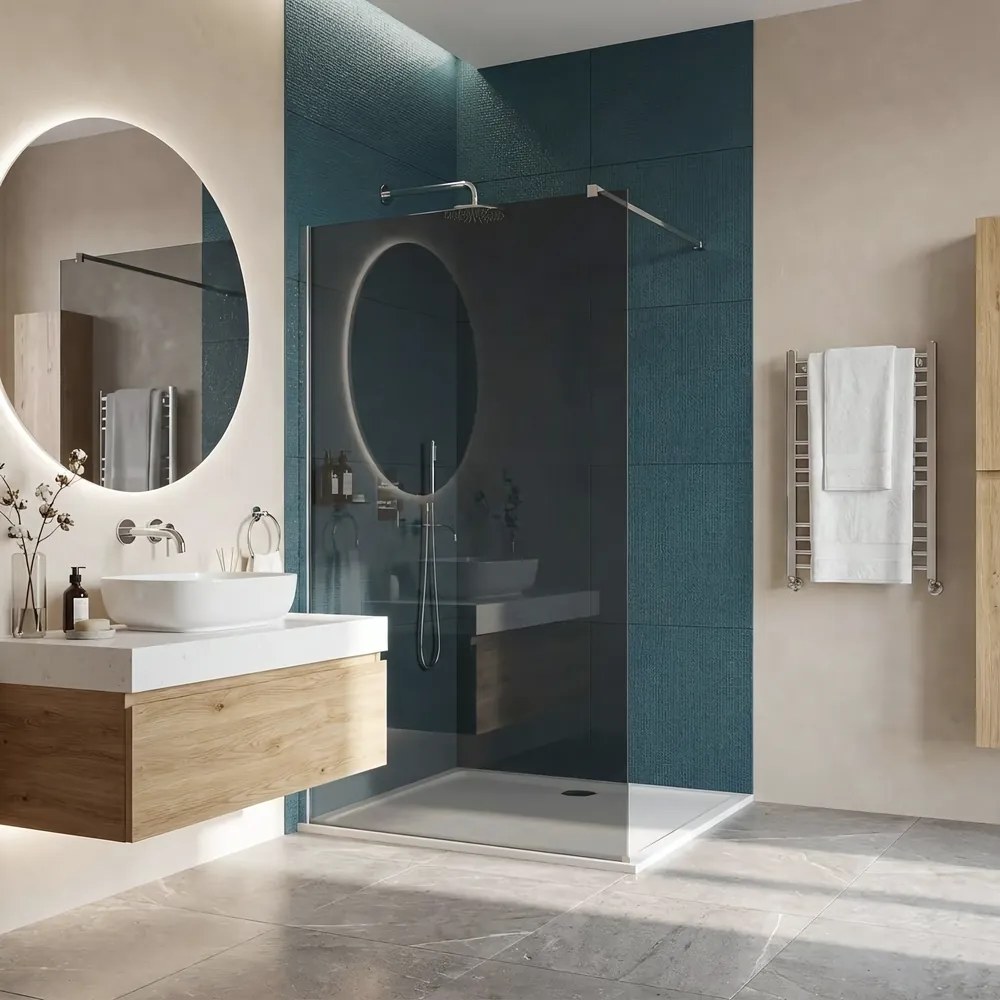 Paravan de dus fumuriu Rea Flexi Grey 110 cm crom