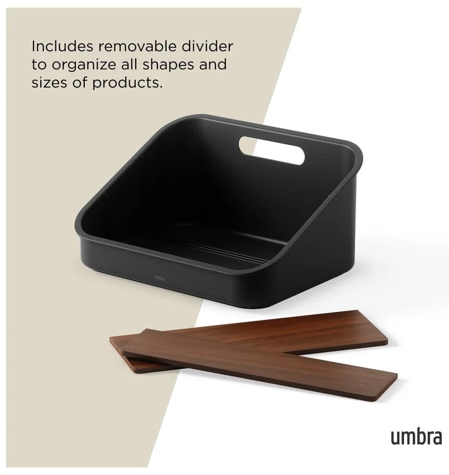 Organizator de baie negru pentru cosmetice din plastic reciclat Bellwood – Umbra