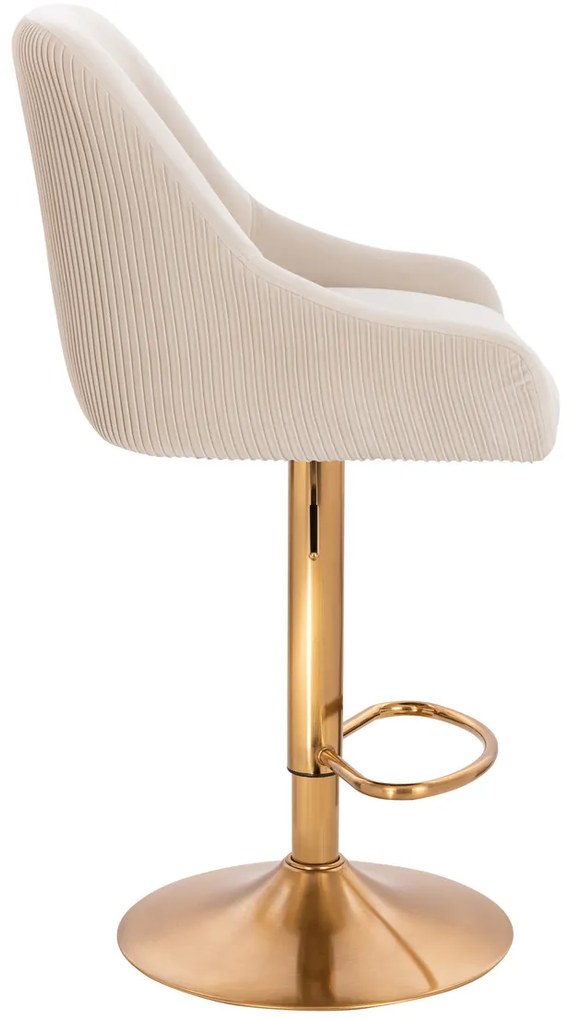 HR920W Scaun Crem din Catifea cu Bază Aurie