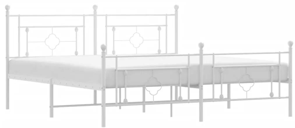 374411 vidaXL Cadru de pat metalic cu tăblie de cap/picioare, alb, 183x213 cm