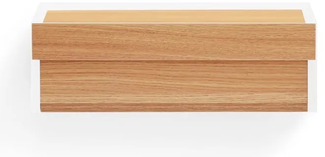 Noptieră albă suspendată cu blat cu aspect de lemn de stejar Arista – Teulat