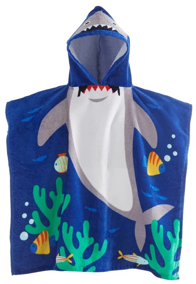 Poncho pentru copii albastru din bumbac Shark – Catherine Lansfield