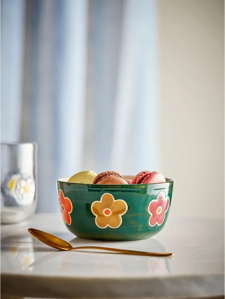 Bol pentru copii verde închis din gresie ø 12 cm Addy – Bloomingville Mini