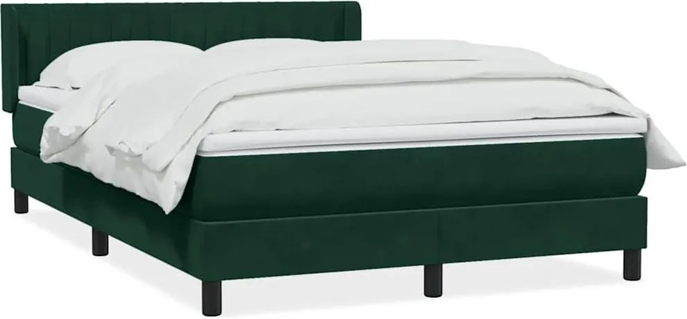vidaXL Pat box spring cu saltea, verde închis, 160x220 cm, catifea