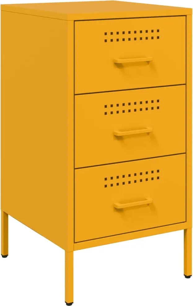 vidaXL Noptieră, galben muștar, 36x39x68 cm, oțel