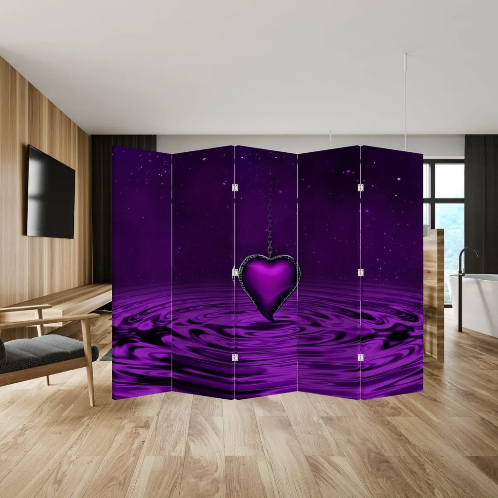 Paravan - Inima violetă (210x170 cm)
