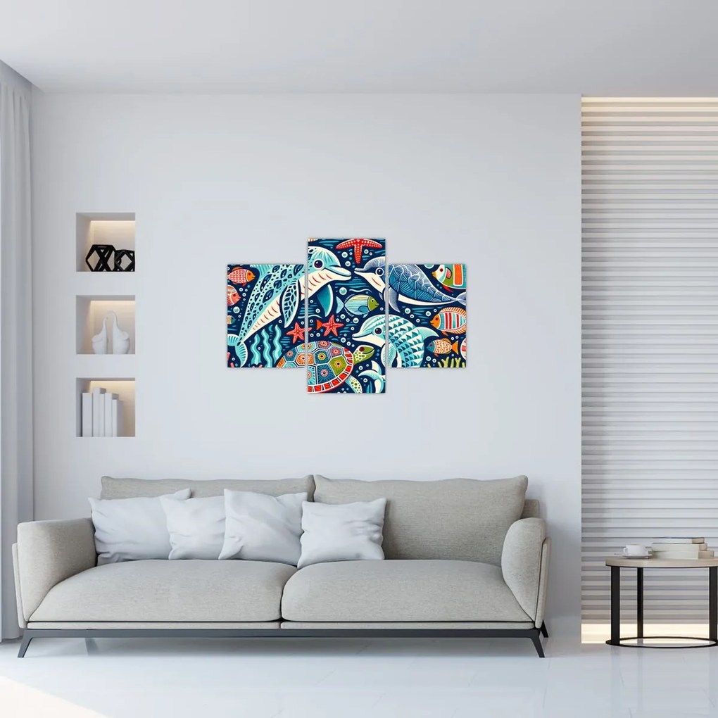 Tablou – Animale acvatice desenate (90x60 cm)