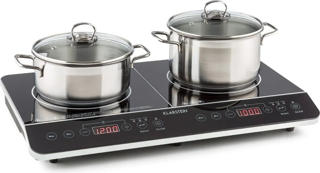 Klarstein VariCook plita dubla, subțire cu inducție 3500 W temporizator 240 ° C Touch