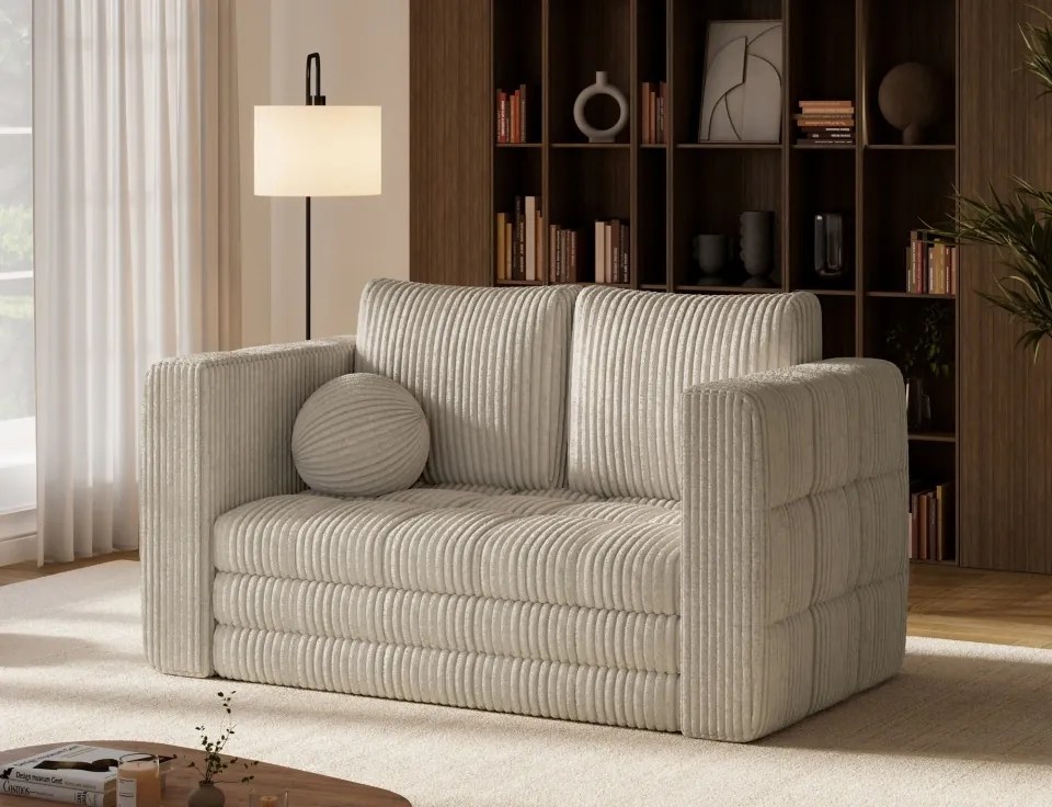 Canapea Kastol , beige velour extensibil, 137x71x74 cm – Modullo 18