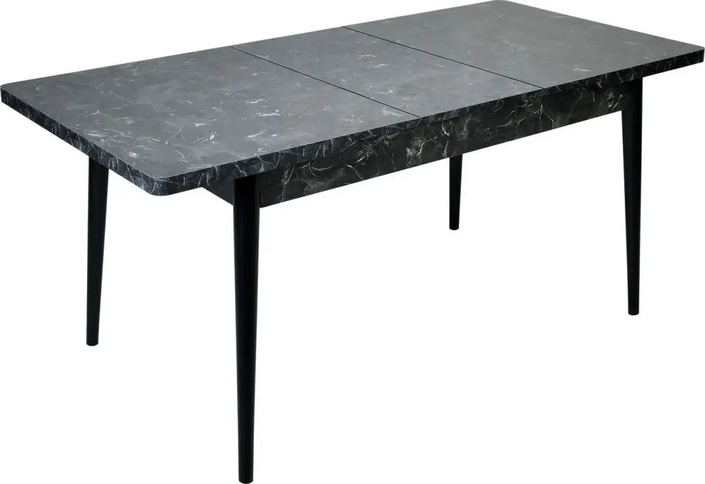 Set masa extensibila negru marmorat cu 6 scaune tapitate Cargold Turcoaz