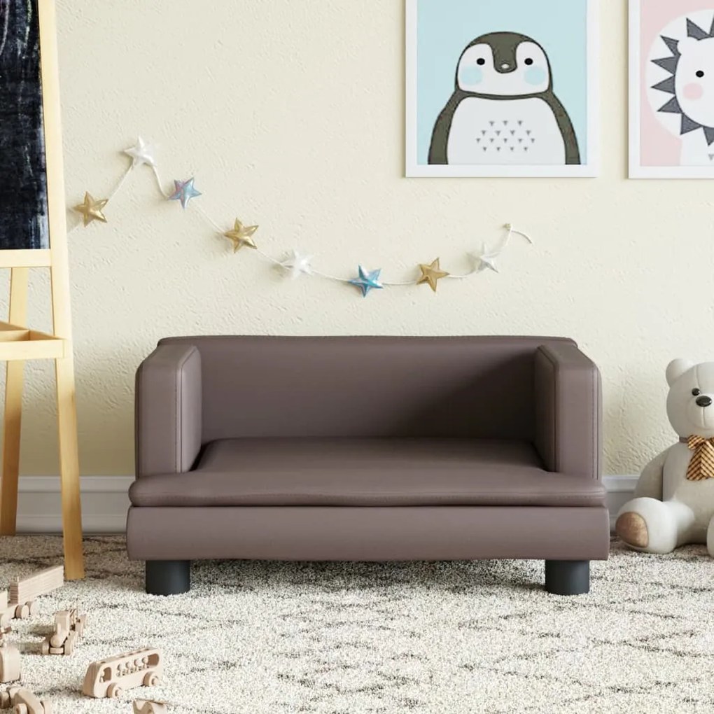 vidaXL Canapea pentru copii, maro, 60x40x30 cm, piele ecologică