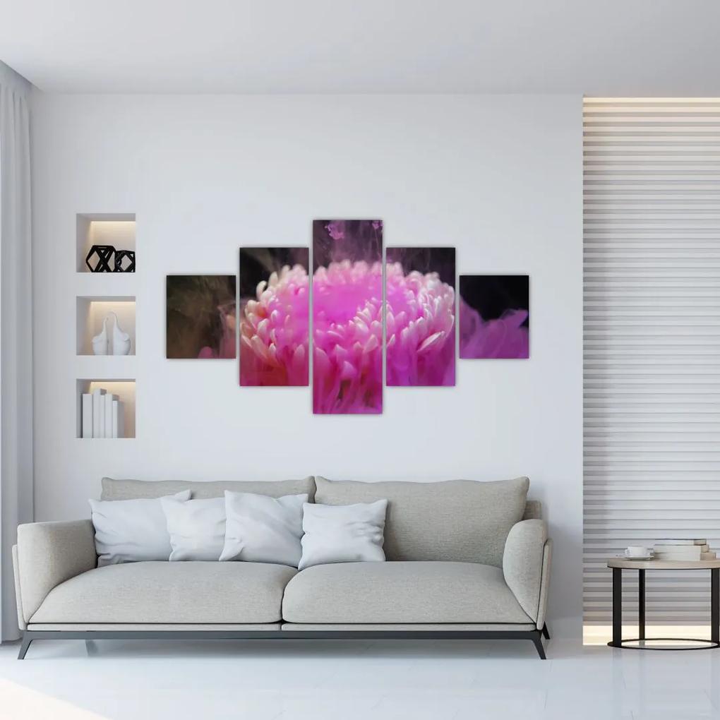 Tablou cu floare în fum roz (125x70 cm), în 40 de alte dimensiuni noi