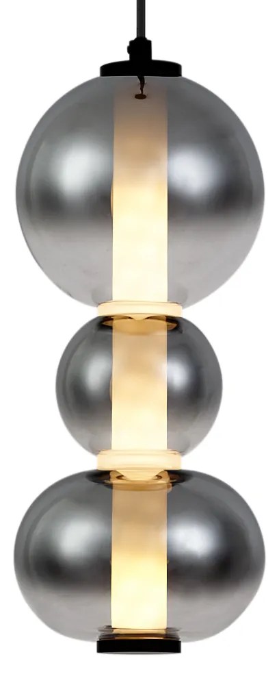 Lampă suspendată Art Deco neagră cu sticlă fumurie și transparentă 3 lumini incl. LED - Lizzy