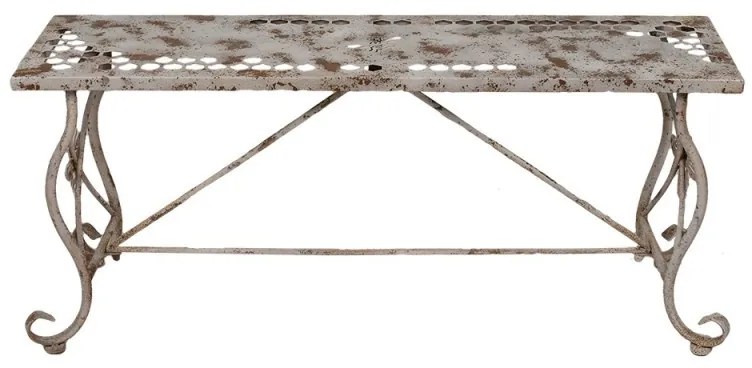 Banca de gradina, alb, din metal, cu aspect vintage, Abeille