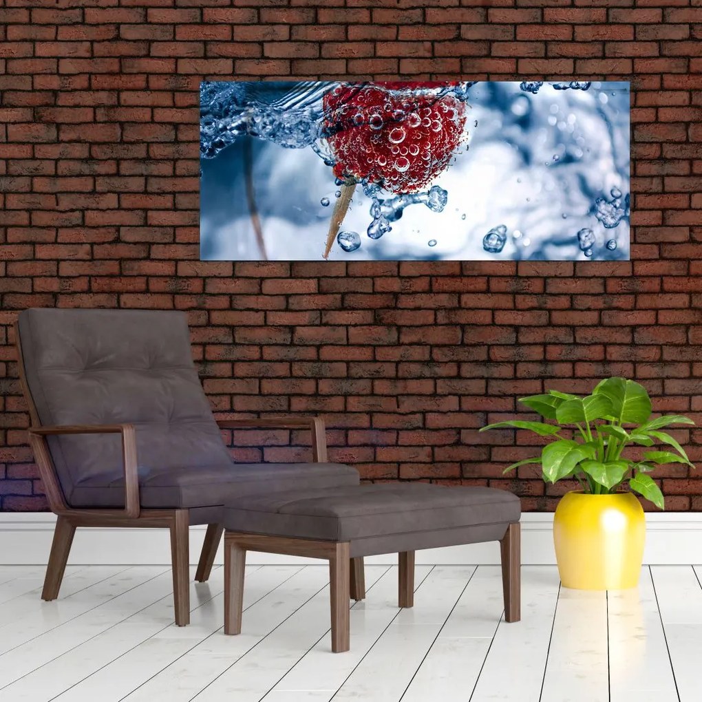 Tablou - detailu zmeură în apă (120x50 cm)