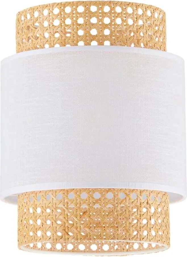 Abajur de schimb BOHO E27 pentru lampă de masă și lustru, Ø 20 cm, din ratan, alb