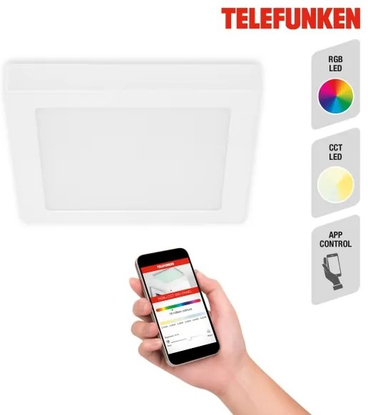 Plafonieră LED RGBW dimabilă Telefunken 309606TF LED/18W/230V Wi-Fi Tuya