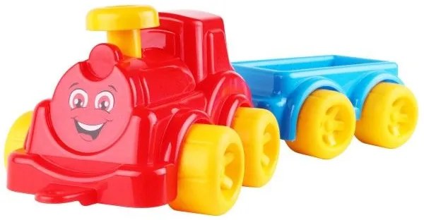 Locomotivă / tren cu vagon de plastic în plasă 21x13x22cm