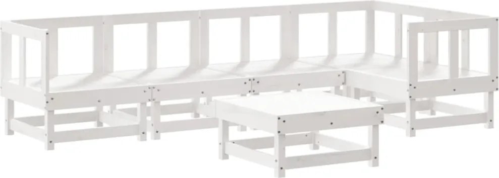 vidaXL Set mobilier de grădină, 6 piese, alb, lemn masiv pin