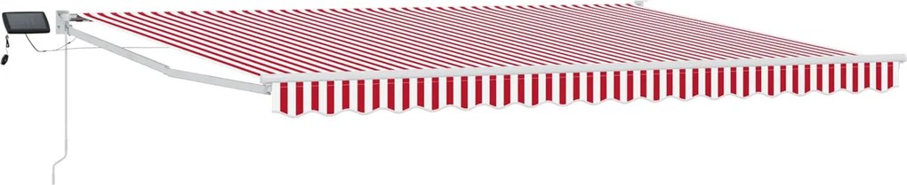 vidaXL Marchiză retractabilă manuală cu led-uri Roșu și Alb 4 × 3 m