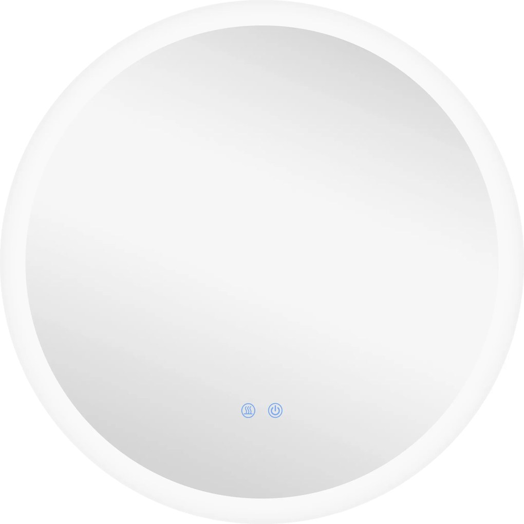 Kleankin Oglindă Rotundă LED pentru Baie, Reglabilă, 3 Temperaturi de Culoare, Anti-Ceță, 70cm | Aosom Romania