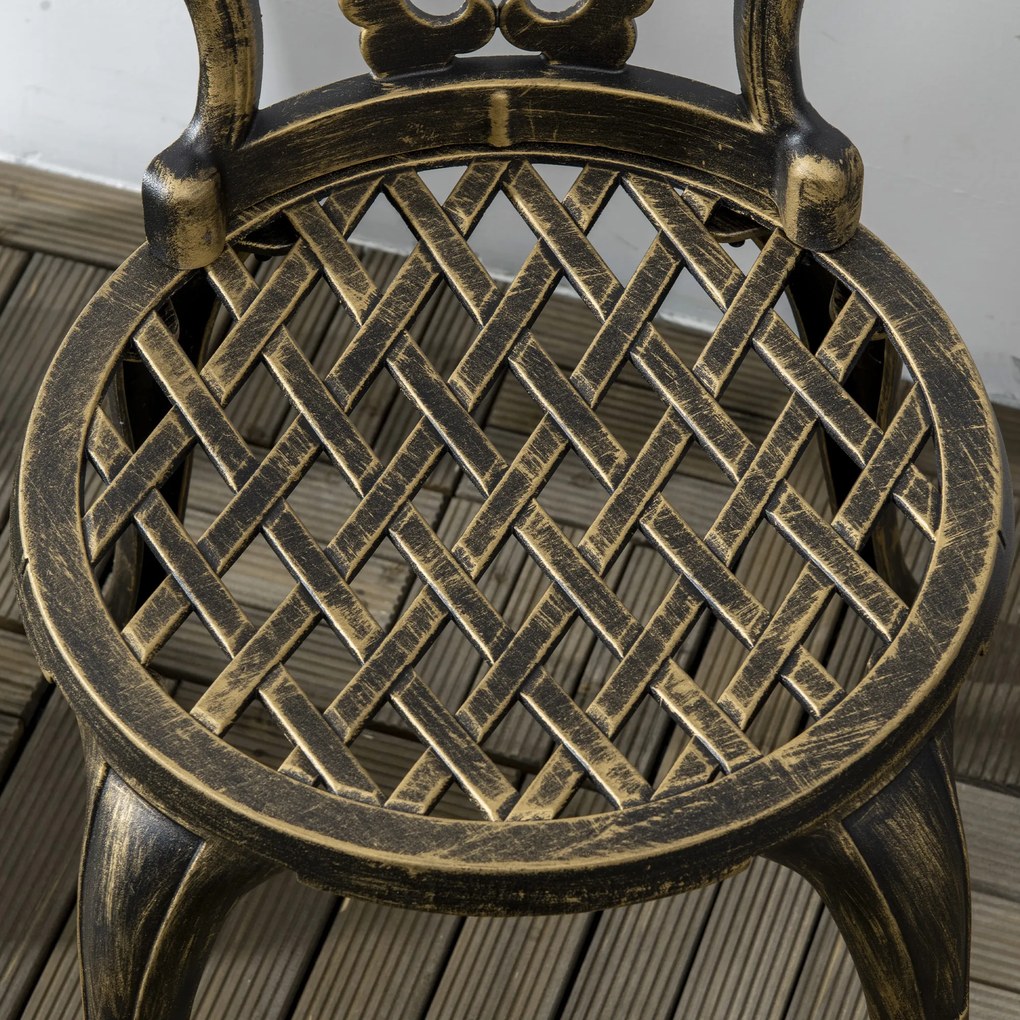 Outsunny Set Bistrò de Grădină 3 Piese cu 2 Scaune de Grădină și Masă Rotundă cu Orificiu pentru Umbrelă, Set Masă și Scaune de Grădină din Aluminiu, pentru Terasă, Curte, Exterior, Bronz | Aosom Romania