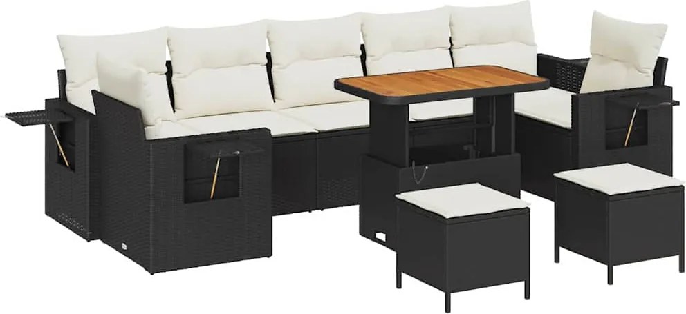 vidaXL Set de canapele pentru grădină 13 pcs Negru și Crem poliratan