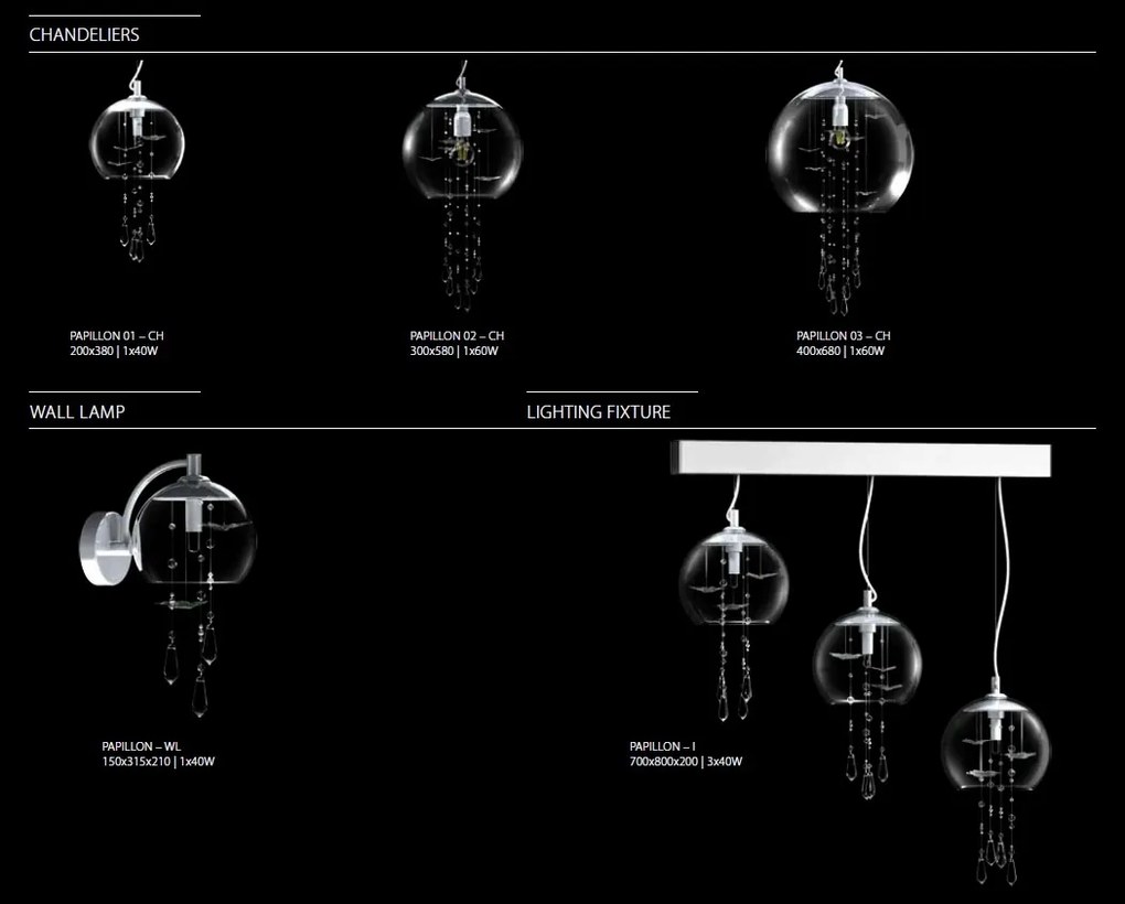 Aplica moderna Vision decorata cu fluturi si Cristal Bohemia Exclusive PAPILLON – WL