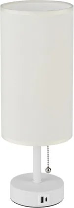 Brilagi - Lampă de masă TABLON cu port USB, 1xE27/25W/230V, alb/crem